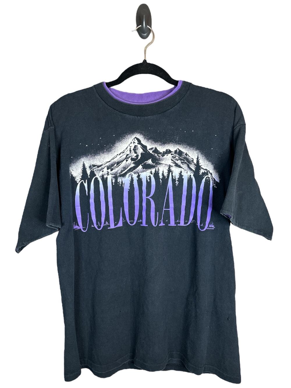 Vintage Belton Black Purple Colorado Single Stitch Short Sleeve T-Shirt Size L